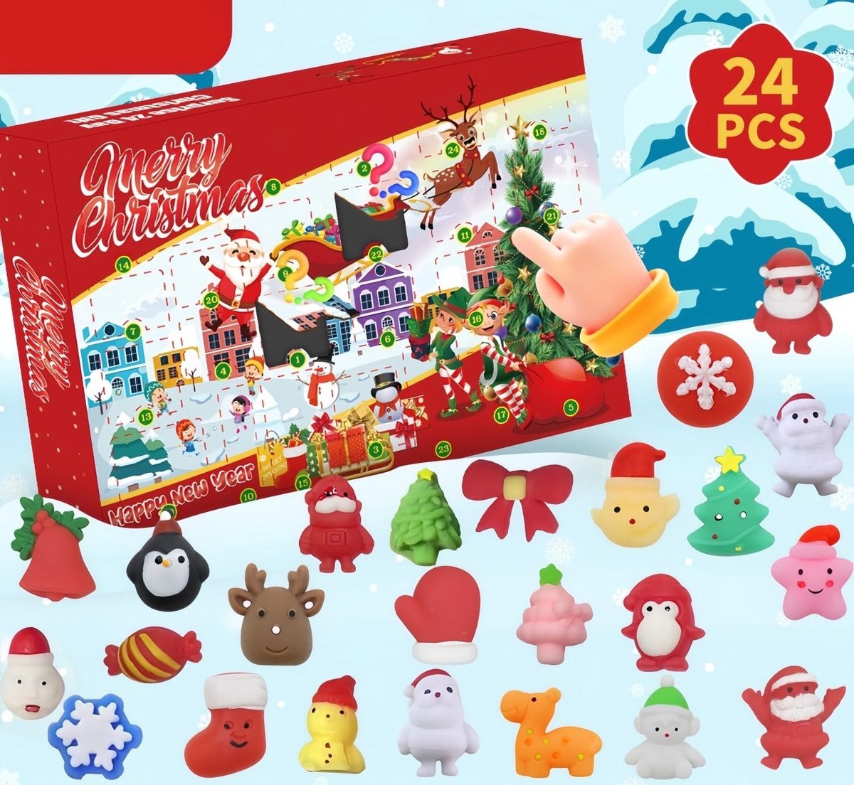 Elzusha - Adventskalender met 24 Mochi Squishy Speelgoed voor Kinderen