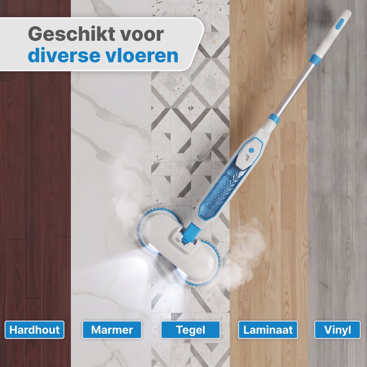 BOLLIT 1500W Stoomreiniger en Schrobber - Elektrische stoom Dweil - Geschikt voor alle Harde en Houten Vloeren - Vloerreiniger - Dweilapparaat - Reinigingsmachine – foto 8