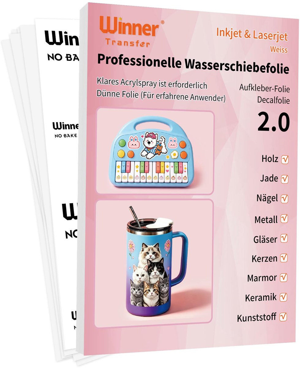 WinnerTransfer A4X10, witte inkjet/laser waterschuiffolie - ShopVlot