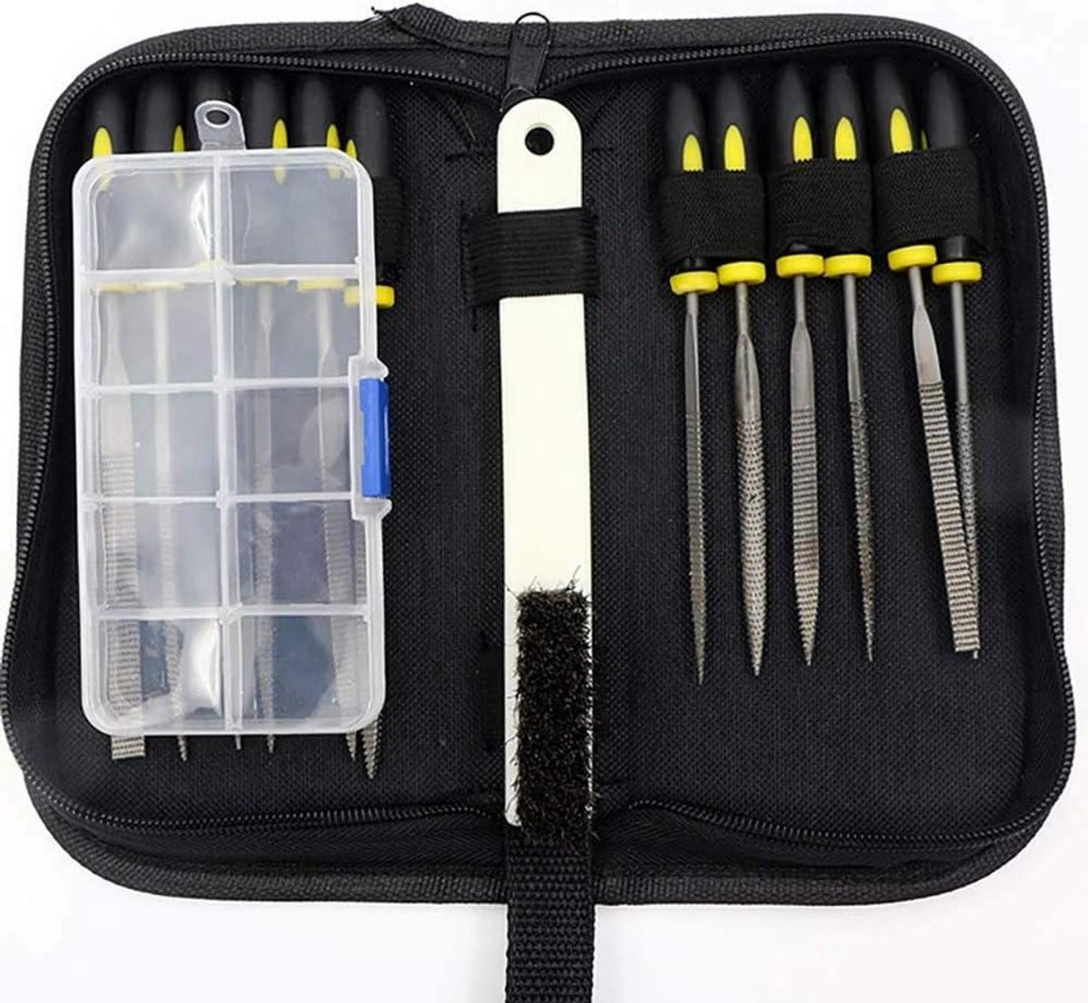 Houtvijlen Set - Mini Metaalvijlen - Houtbewerking Hobby - 15 Delig Inclusief Borstel - Diverse Vormen - Zilver