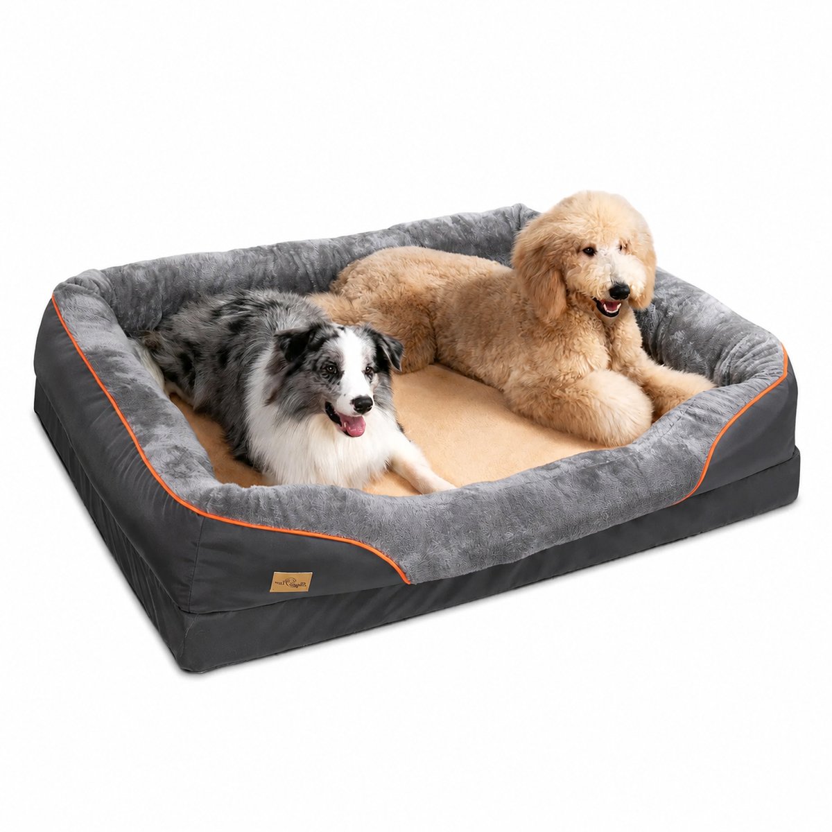 Seth Select Orthopedische Hondenmand - Hondenbed - Waterdicht – Wasbare Afneembare Hoes – Antislip – Met 4 Zijkanten - L - Grijs