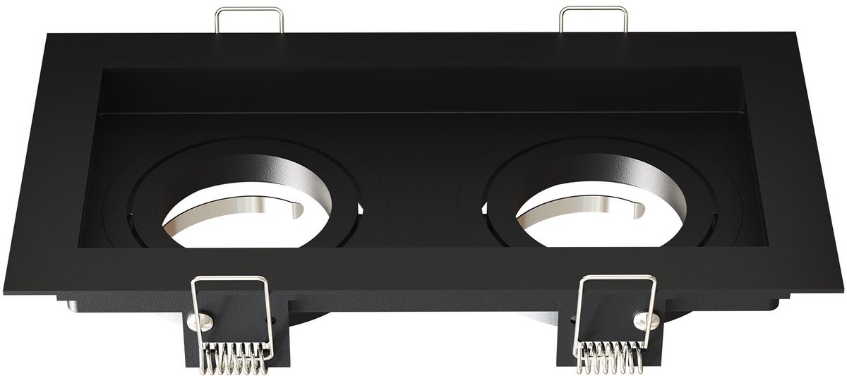 Ledvion – LED Inbouwspot Dubbel Rechthoek 185x100mm – Zwart – Dimbaar – Kantelbaar – GU10 – IP20