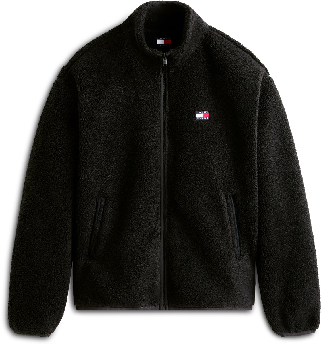 Tommy Jeans Vest Tjm Rlx Badge Zip Thru Teddy Ext Dm0dm22345 Bds Mannen Zwart