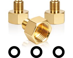 3-delige Gasadapter 1/2 Inch naar 1/4 Inch voor LPG Gasfornuis met Rubber Seals en Koperverbinding voor Gasleidingen en Kooktoestellen