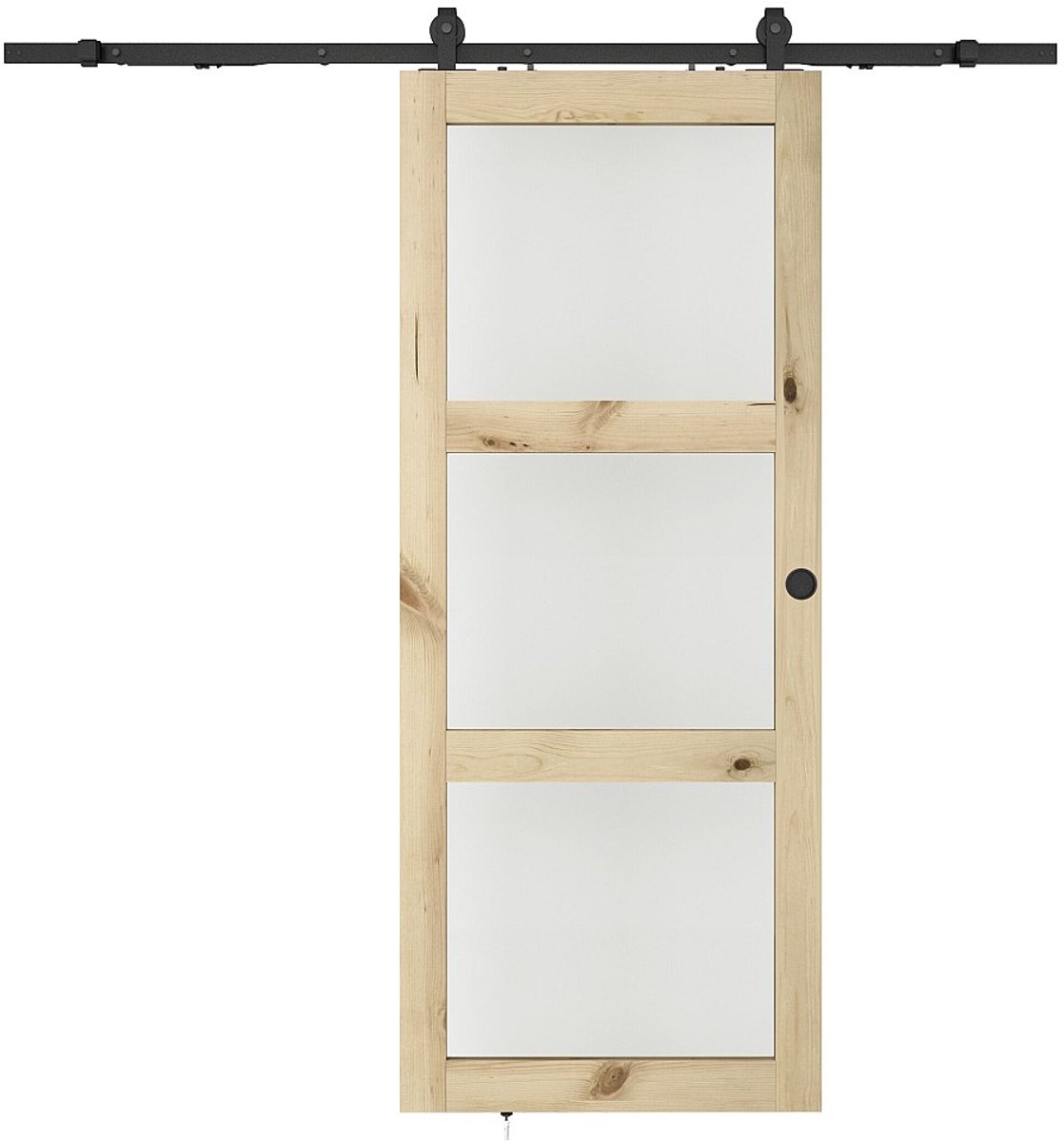 Vente-unique Schuifdeur met opbouwrail in hout en gehard gematteerd glas - 3 ramen - H205 x B63 cm - II - ACOSTA