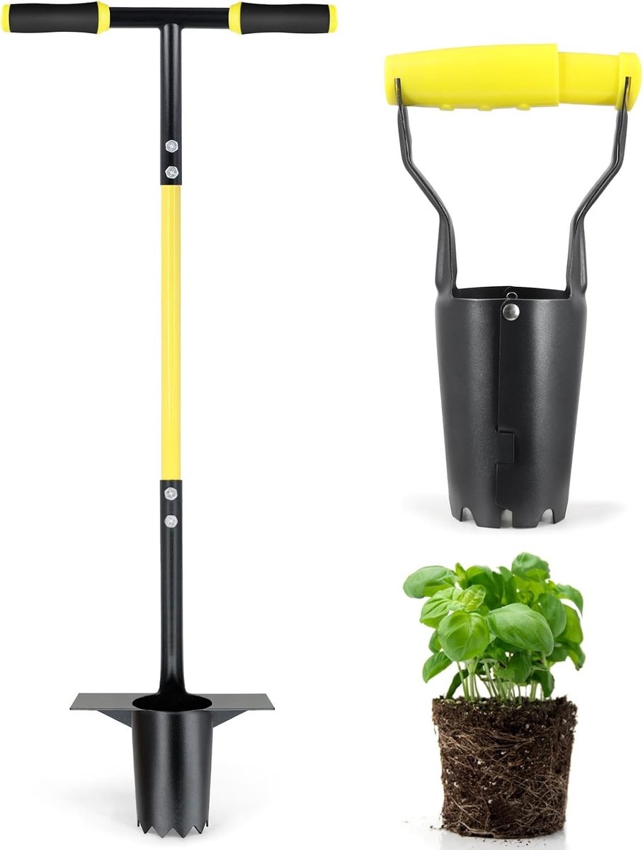 Set van 2 Tuintransplanters met Lange Handgreep voor het Planten van Bloembollen, Zaailingen en Bloemen met Diepe Markering