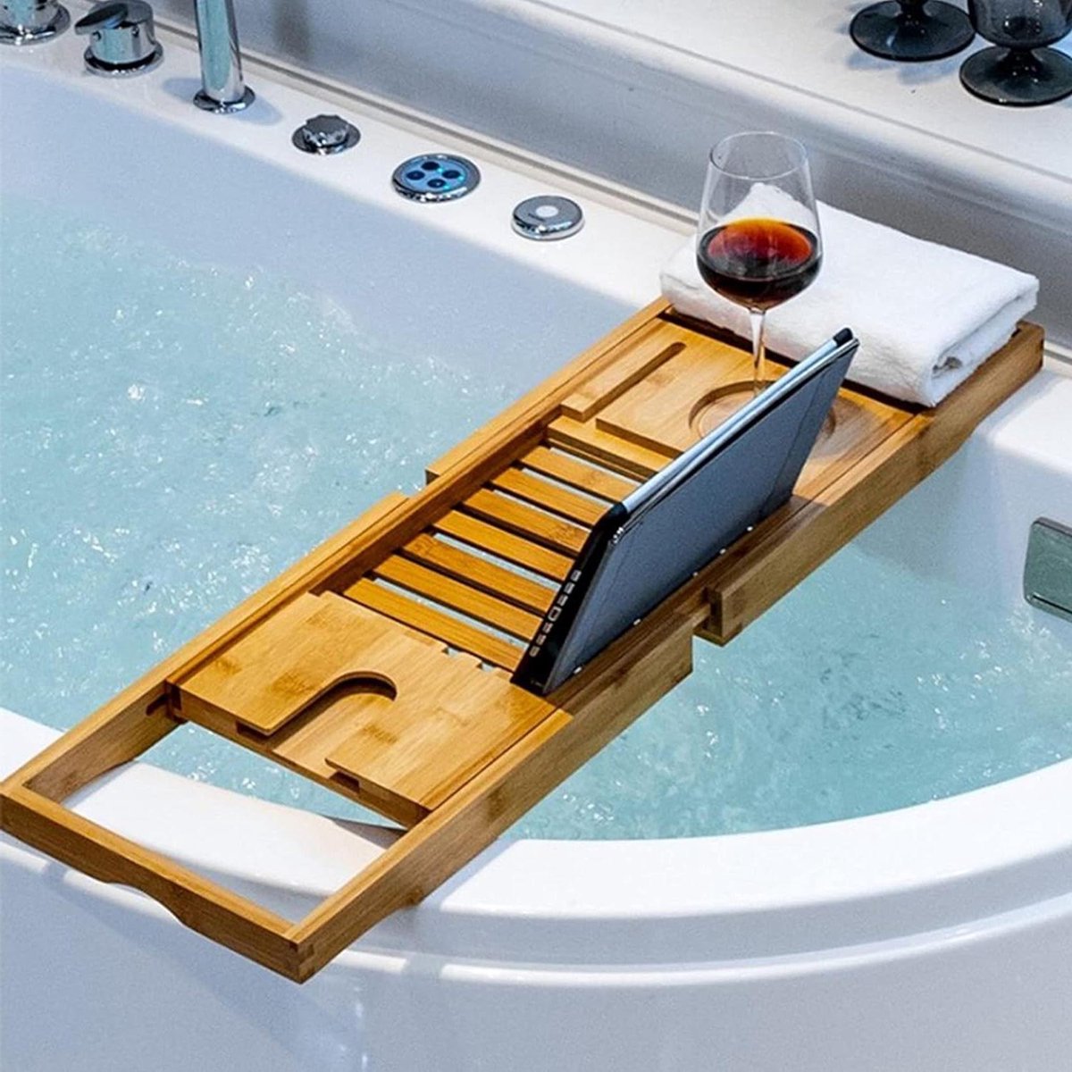 Badkuip Plank - Bad Accessoire - Ontspannen in Bad - Uitschuifbaar Ontwerp - 70-105 cm - Houtkleur