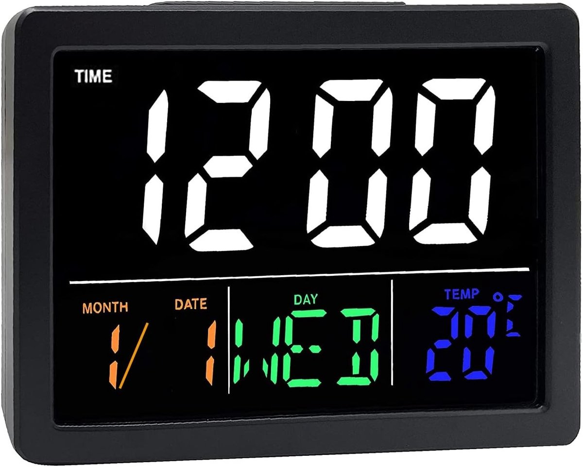 Digitale Wecker met Groot Kleuren Scherm, Snooze Functie, Temperatuurweergave en Datum - Ideaal voor Studenten en Woonkamers