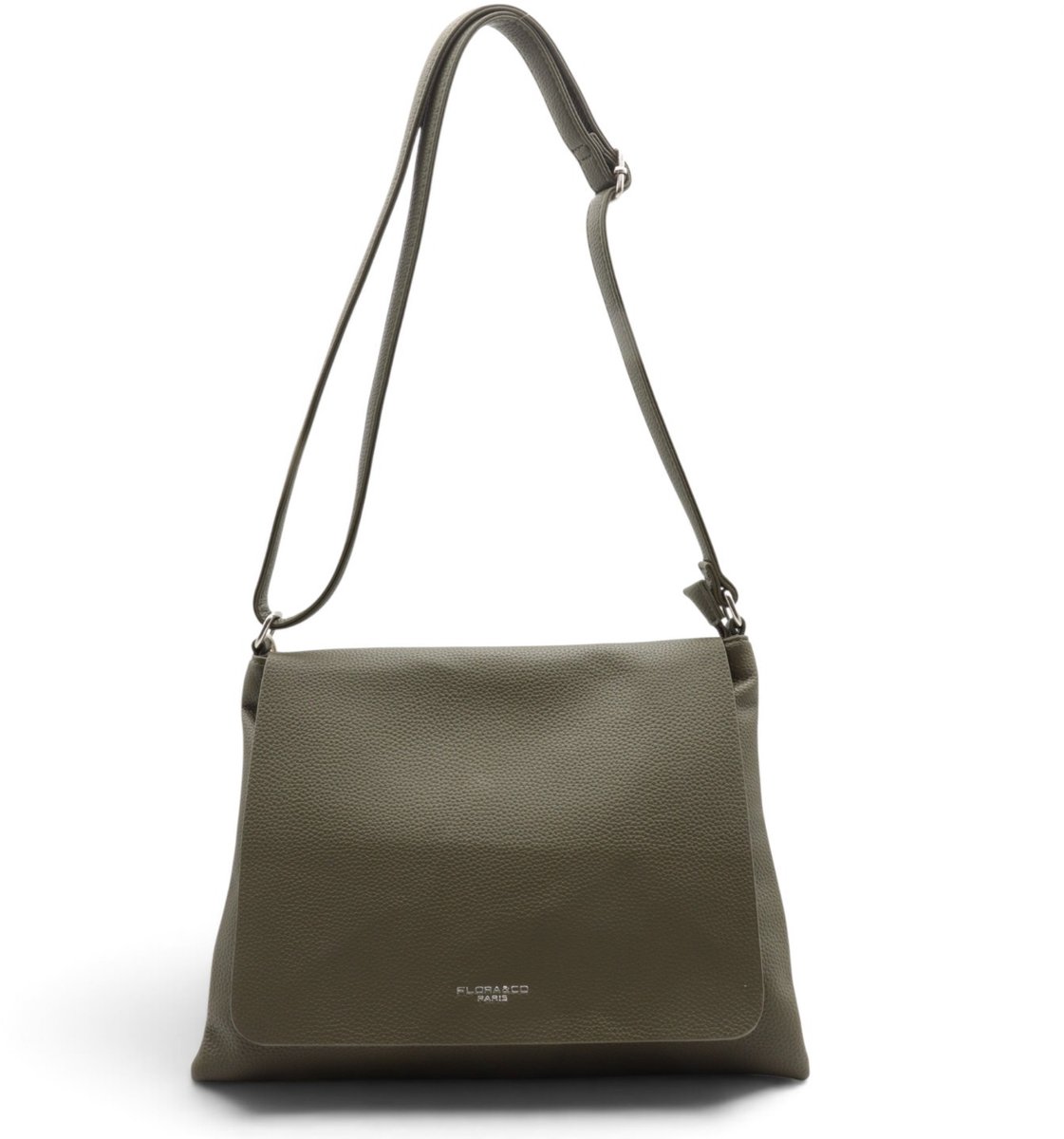 Flora & Co - Paris - crossbody schoudertas - lange instelbare draagriem - flap en ritssluiting - kaki/groen