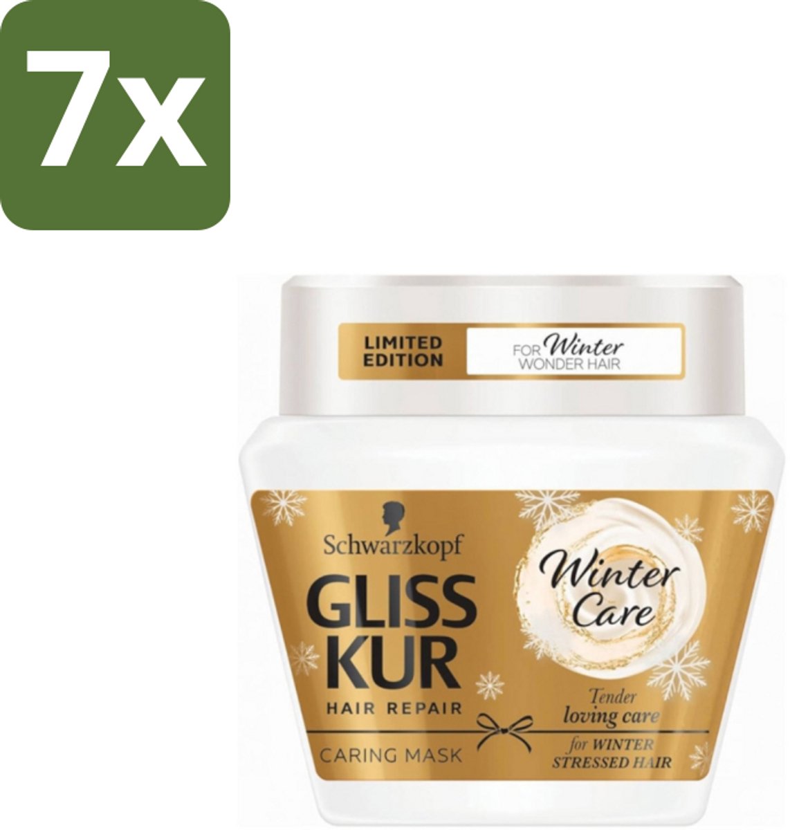 7 x Schwarzkopf - Gliss Kur - Haarverzorging - Winterherstel - 300 g - Haarmasker Winter - Winterbeschadigd Haar - Haar Beschermen - Uitdrogen Voorkomen - Antistatisch Haar