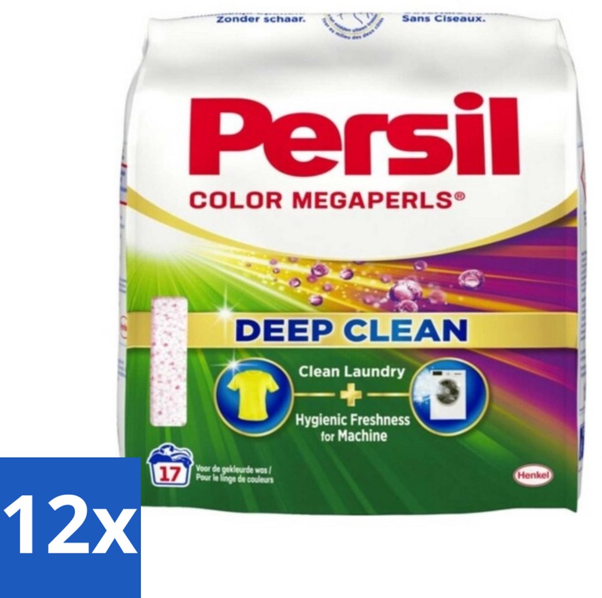 12 x Persil Waspoeder Megaperls Color 17 Wasbeurten 1,02 kg - Waspoeder - Gekleurde Was - Vlekkenverwijderaar - Wasmiddel - Wasverzorging