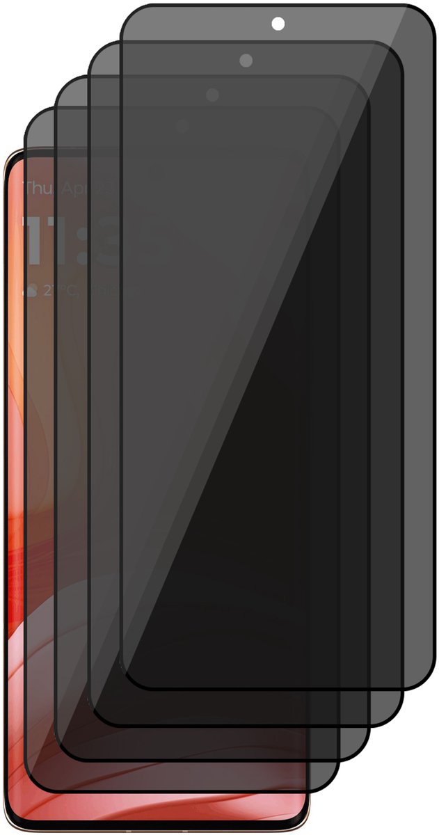 Privacy Screenprotector geschikt voor Motorola Moto Edge 50 Ultra – 4 Stuks – Full Cover Gehard Glas – Anti Inkijk – Privacy Filter