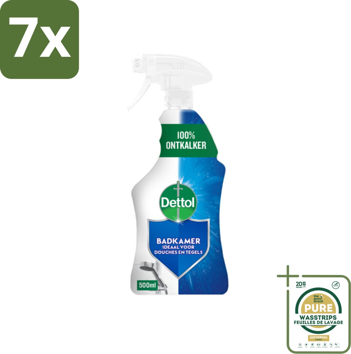 7 x Dettol Badkamerreiniger 500 ml - Grootverpakking - Badkamer Reinigen - Kalk Verwijderen - Zeepresten Verwijderen - Badkamer Schoonmaken - Badkamer Hygiëne
