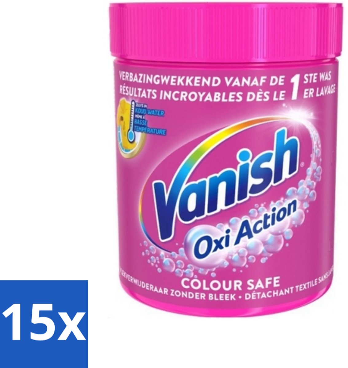 15 x Vanish Oxi Action - Veilige Kleur - Vlekkenverwijderaar Poeder - Zonder Bleek - Gekleurde Was - 550 Gram - Vlekkenverwijderaar - Kleur Veilig - Poeder - Koud Water - Gekleurde Was