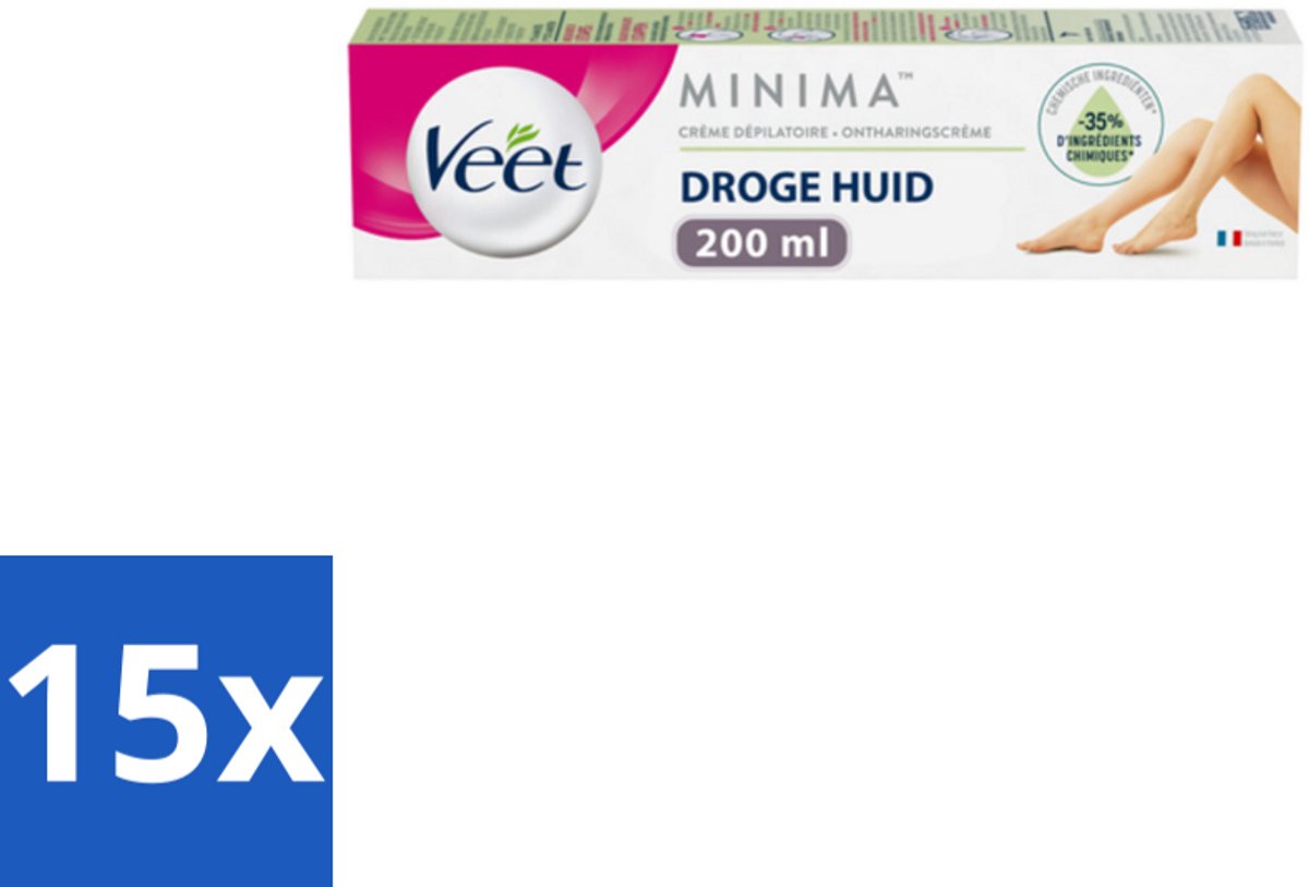 15 x Veet - Minima Ontharingscrème - Droge Huid - 200ml - Ontharing Crème - Droge Huid - Zijdezachte Huid - Huid Behandeling - Ontharing