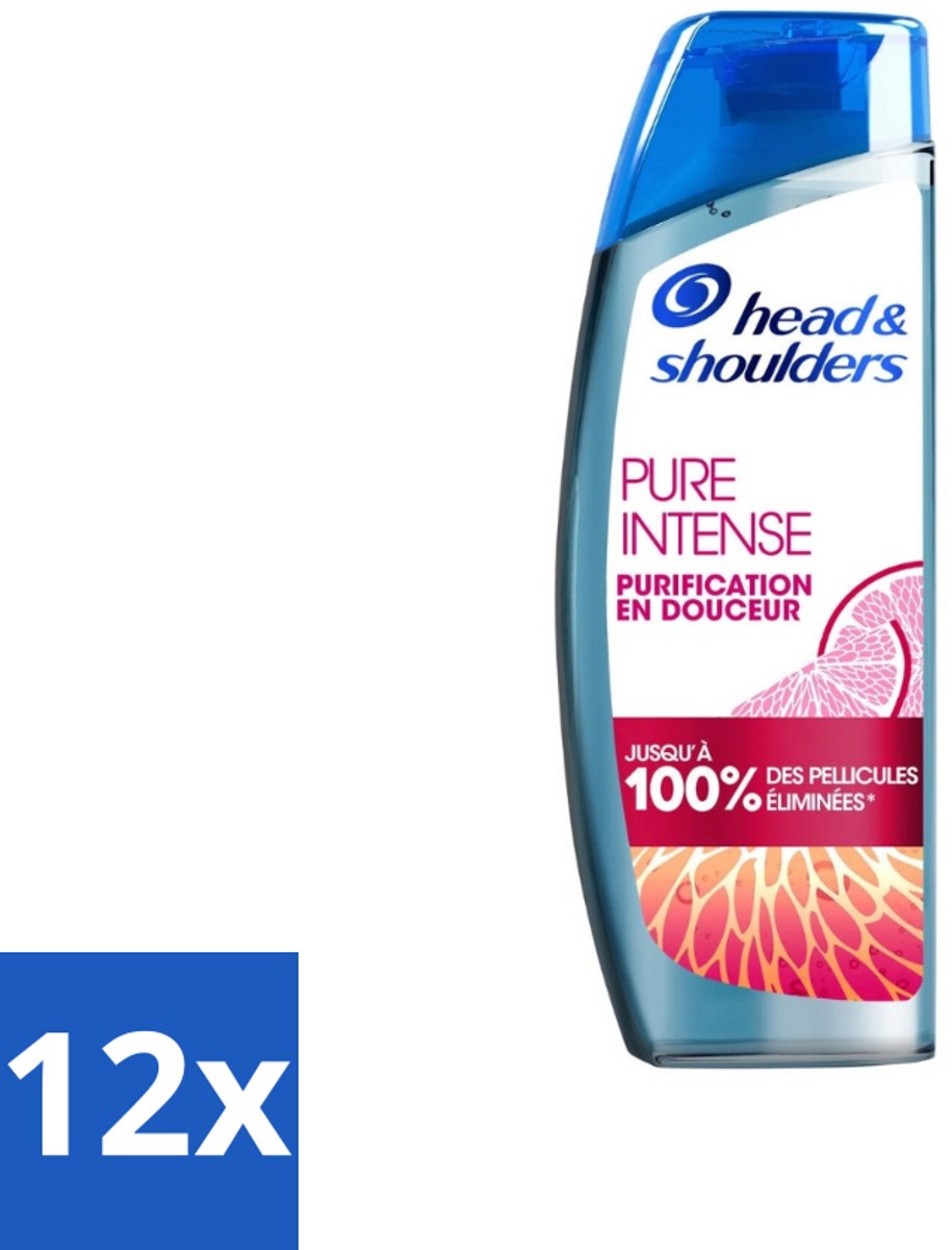12 x Head & Shoulders - Anti-Roos Shampoo - Pure Intense - Grapefruit - 250 ml - Anti-Roos Shampoo - Roos Shampoo - Hoofdhuid Verzorging - Vette Hoofdhuid - Grapefruit Shampoo
