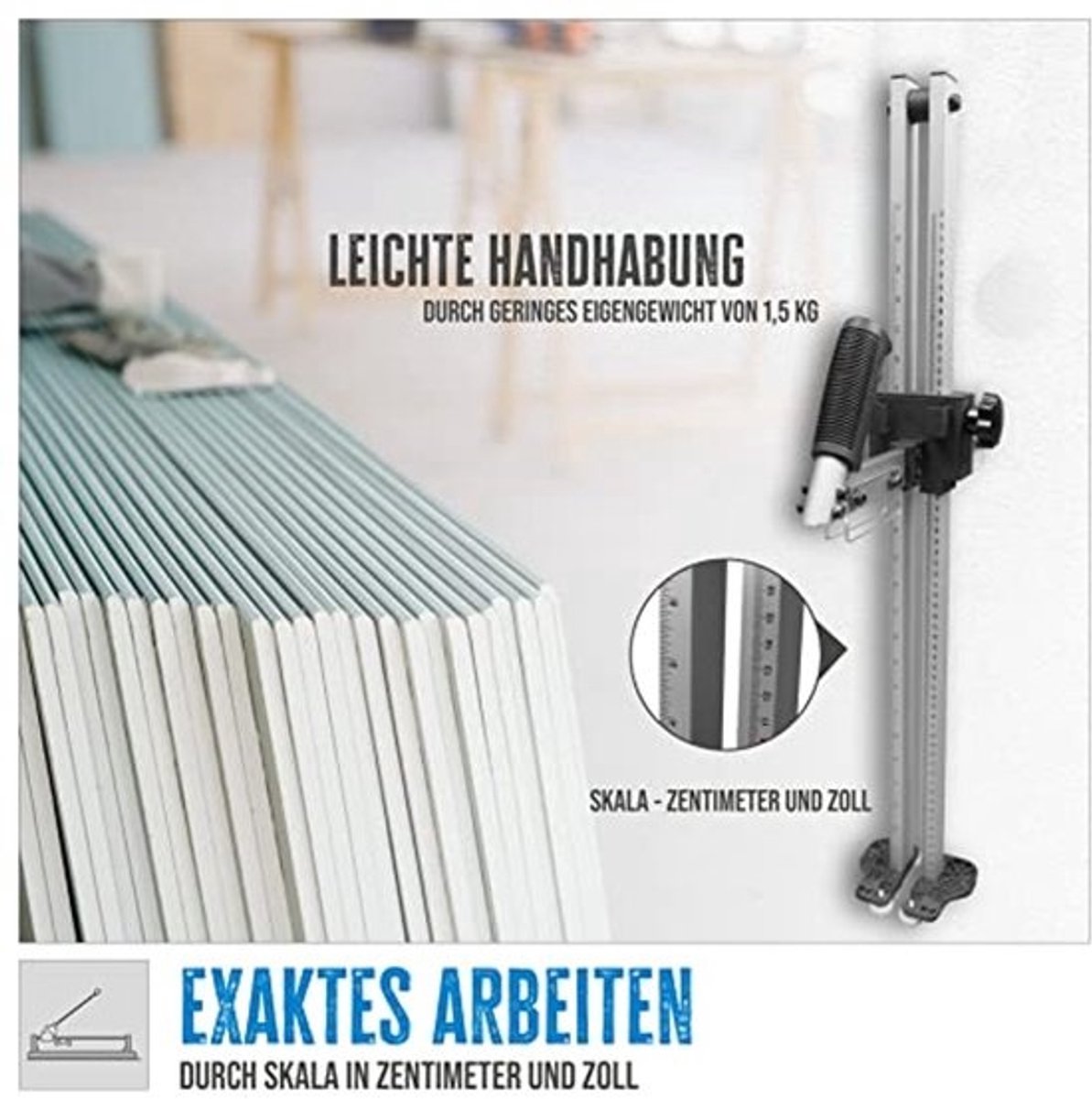 Gipsplaatsnijder voor professioneel snijden van gipsplaten - max. snijdikte 12,5 mm, incl. 10 reservemessen