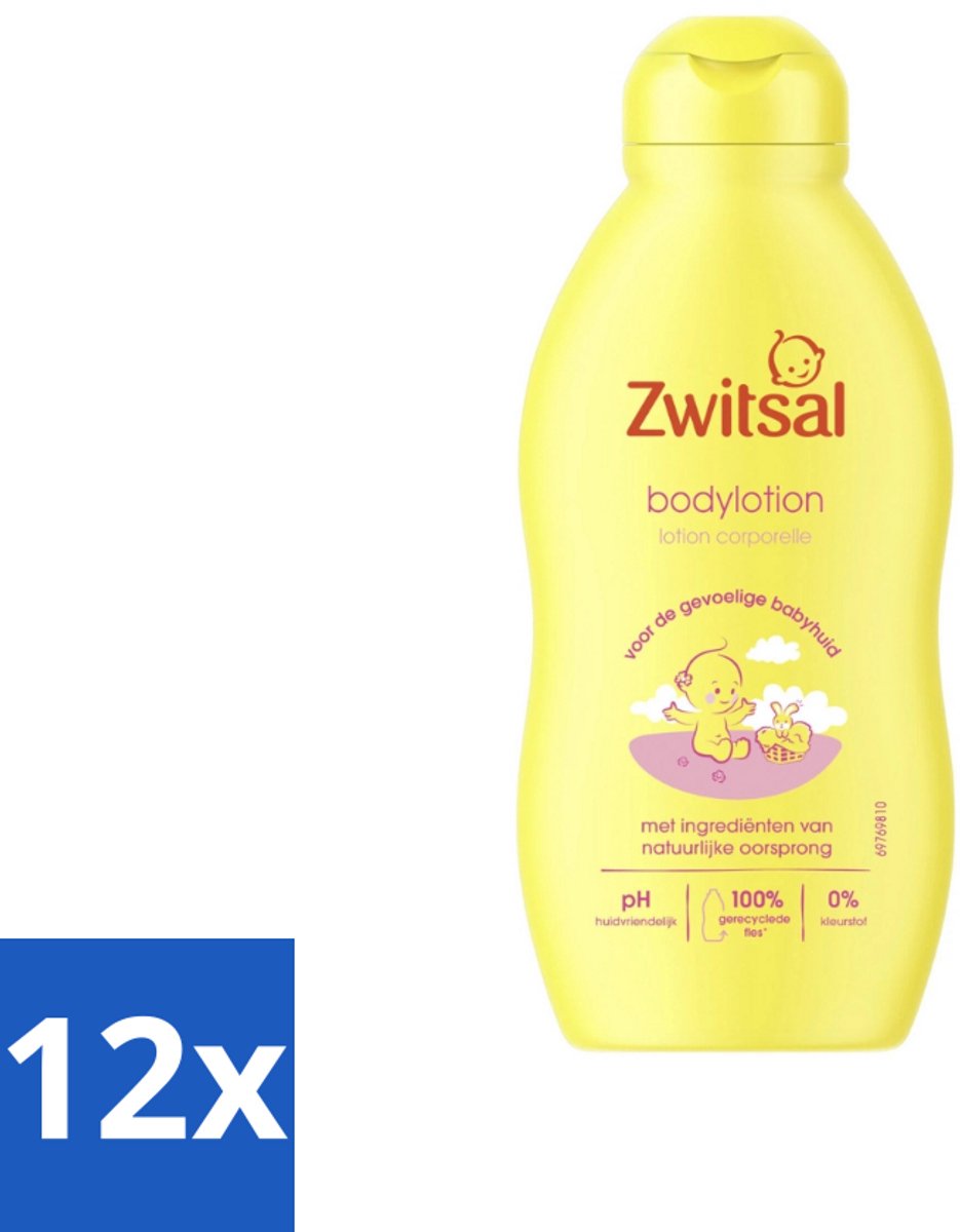 12 x Zwitsal - Babyverzorging - Bodylotion - Voor de Gevoelige Babyhuid - 200 ml - Babylotion - Babyhuid - Gevoelige Huid - Zwitsal - Hydraterende Lotion