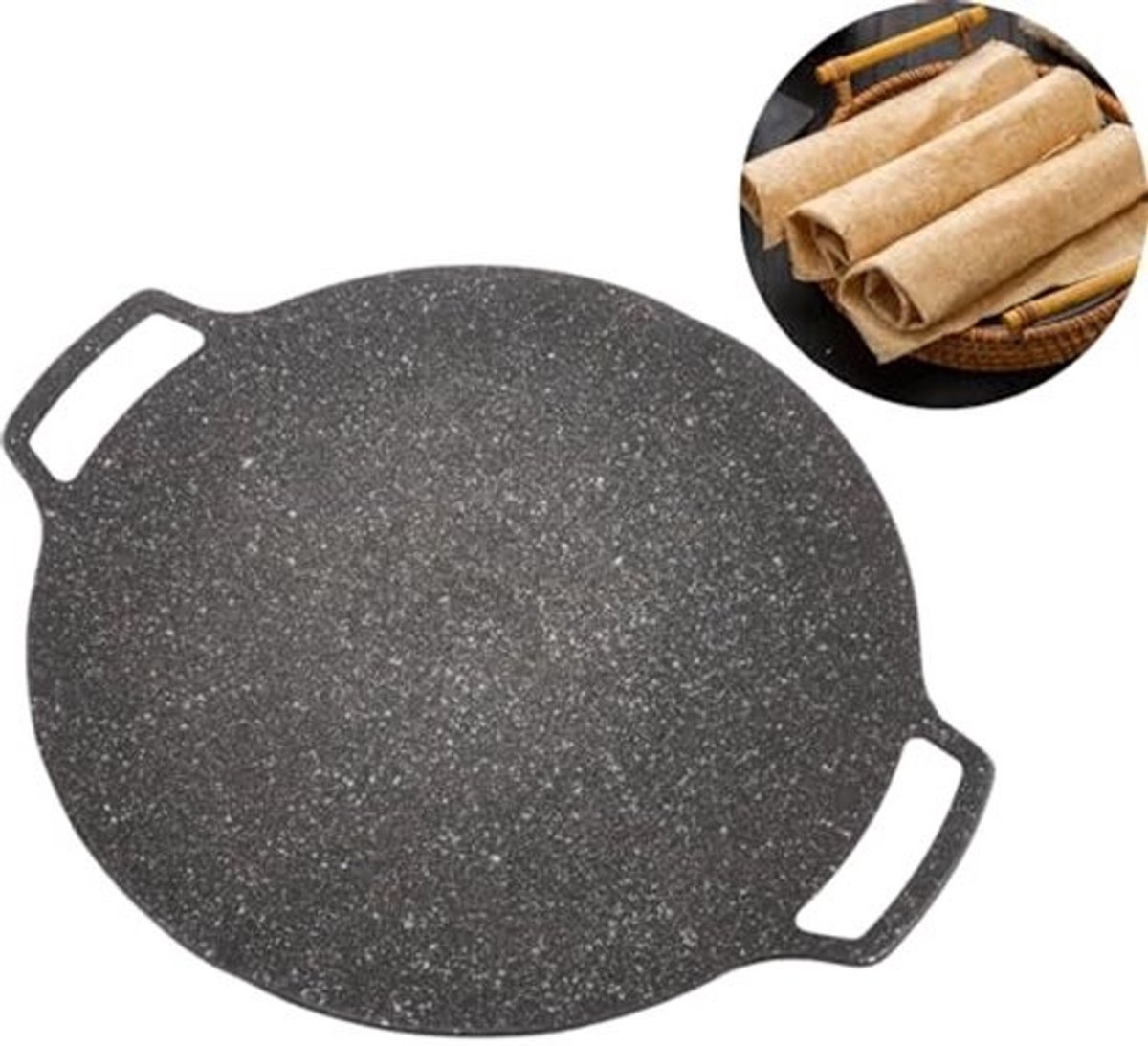 Koreaanse BBQ Grill Non-stick Grill - Anti-aanbak Ronde Bakplaat voor Thuis en Buiten