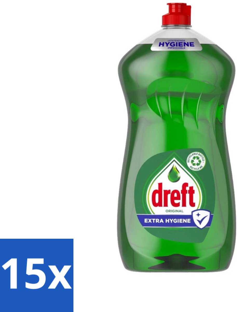 15 x Dreft Original - Vloeibaar Afwasmiddel - Extra Hygiëne - 1.2 L - Afwasmiddel Vaat - Hygiëne Vaat - Vetvrij Vaat - Vaat Reinigen - Vaat Reinigingsmiddel