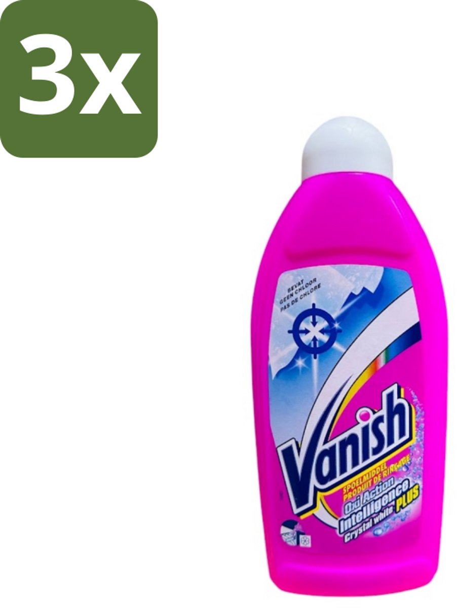 3 x Vanish Gordijnen - Kristalwit - Wasmiddel - Zonder Chloor - Witte Was - 500 ml - Gordijnen Reinigen - Witte Gordijnen - Wasmiddel Voor Gordijnen - Chloorloos Wasmiddel - Gordijnen Wasmiddel