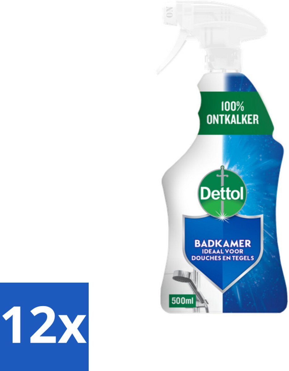 12 x Dettol Badkamerreiniger 500 ml - Badkamerreiniger - Kalkaanslag Verwijderen - Badkamerschoonmaak - Schoonmaakspray - Glans