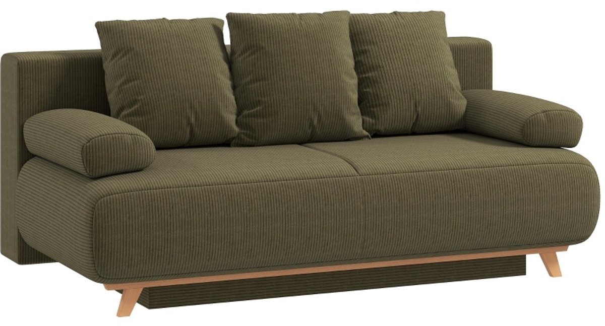 FloraGrace Slaapbank 188 Cm - 2 In 1 Met Bedfunctie En Verborgen Opbergruimte - Voor Woonkamer, Slaapkamer En Logeerkamer - Cord - Donkergroen