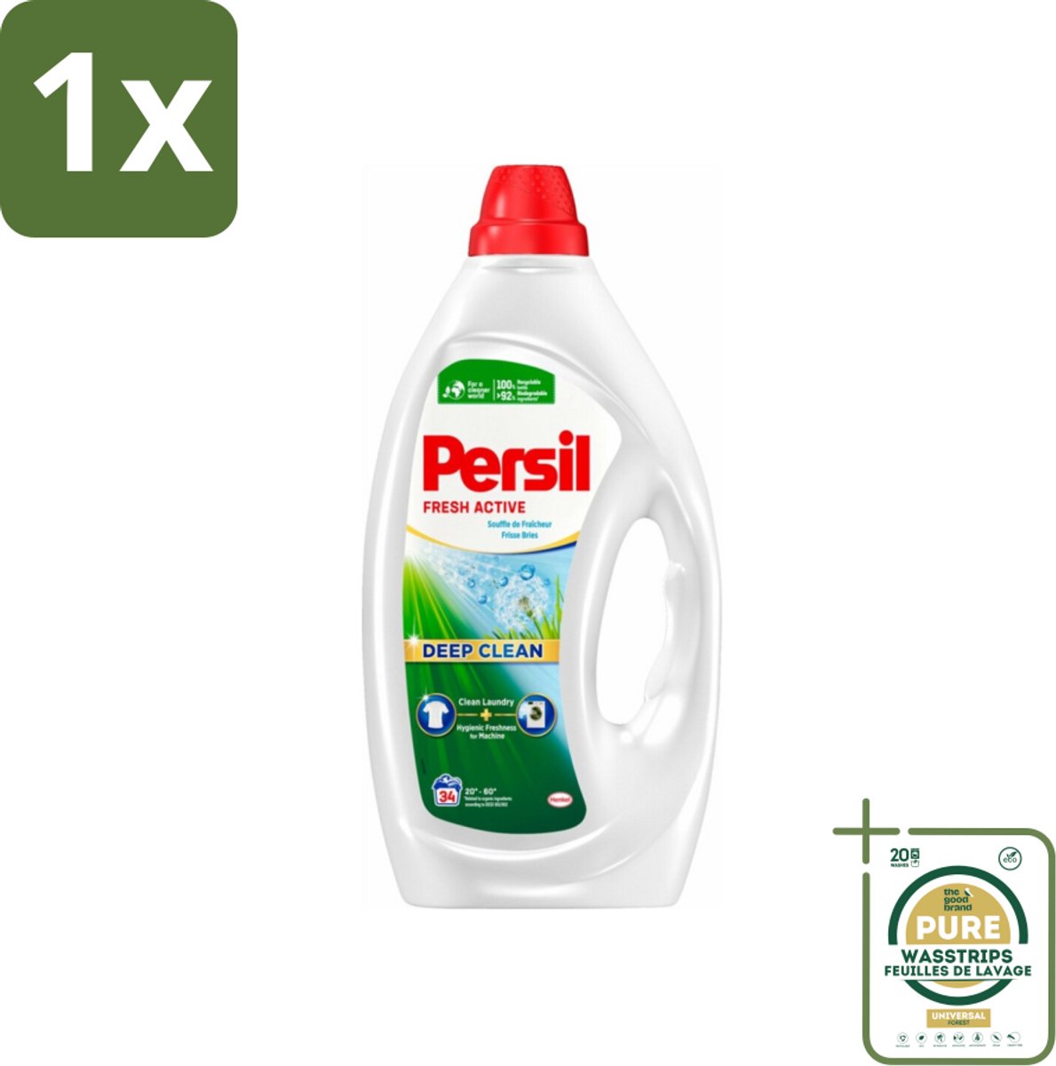 1 x Persil Fresh Active - Vloeibaar Wasmiddel - Witte en Gekleurde Was - Frisse Bries - 34 Wasbeurten- Wasmiddel - Frisse Bries - Diepe Reiniging - Wasmachine Reinigen - Vuilresten Verwijderen