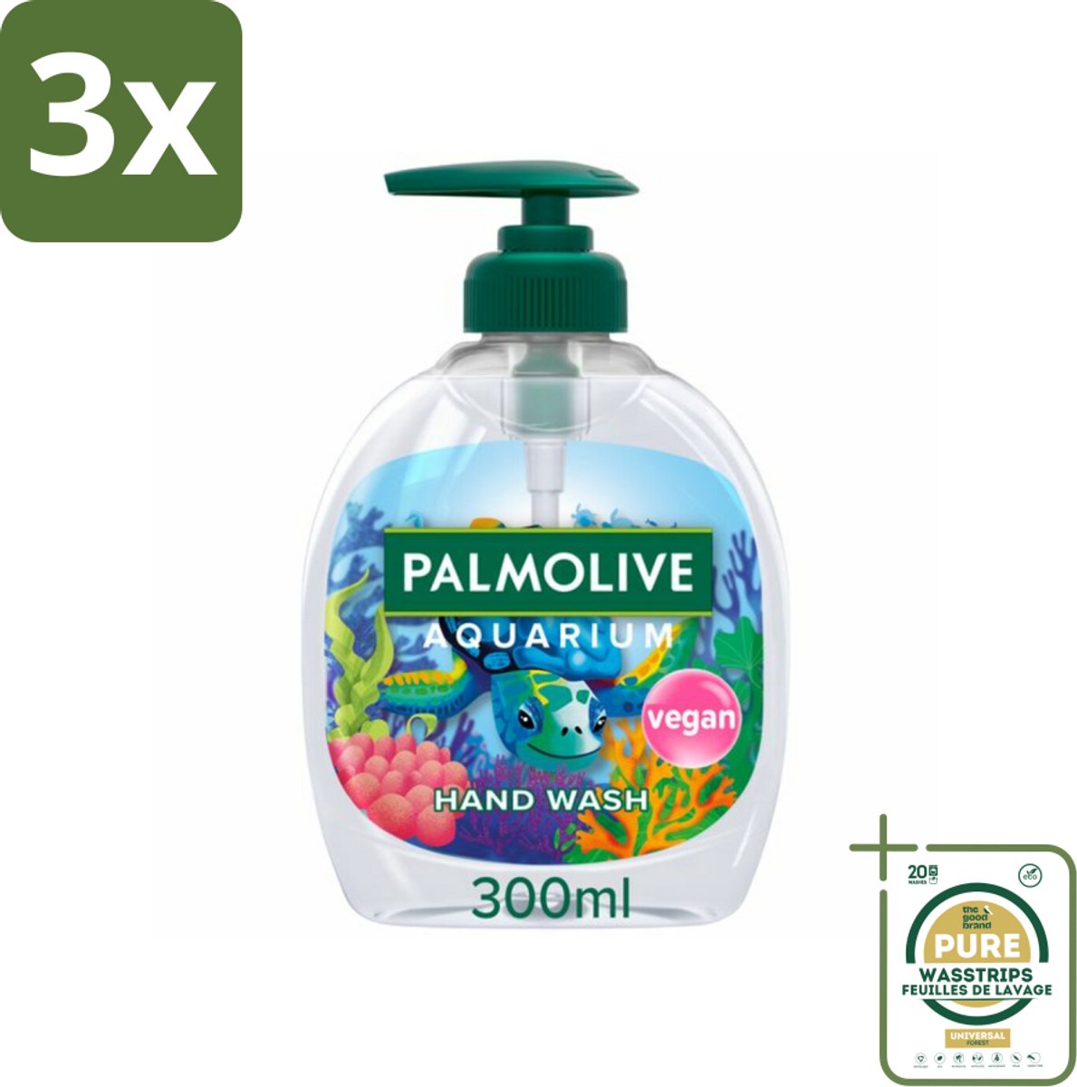 3 x Palmolive Handzeep Aquarium 300 ml - Grootverpakking - Aquarium Handzeep - Natuurlijke Handzeep - Vegan Handzeep - PH-neutraal Handzeep - Zachte Handzeep