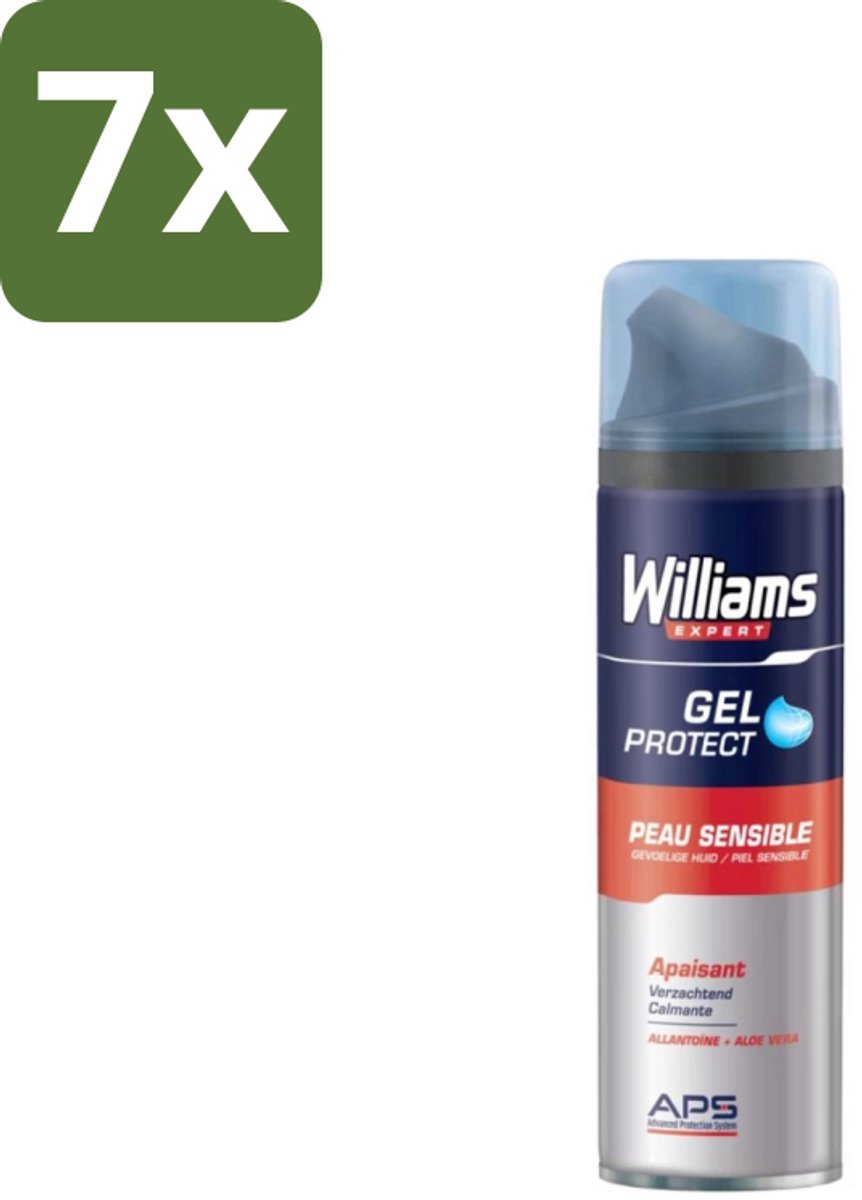 7 x Williams - Expert - Scheergel - Gevoelige Huid- 200 ml - Scheergel Voor Gevoelige Huid - Gevoelige Huid Scheerproducten - Beschermende Scheergel - Verzachte Scheergel - Scheren Zonder Irritatie
