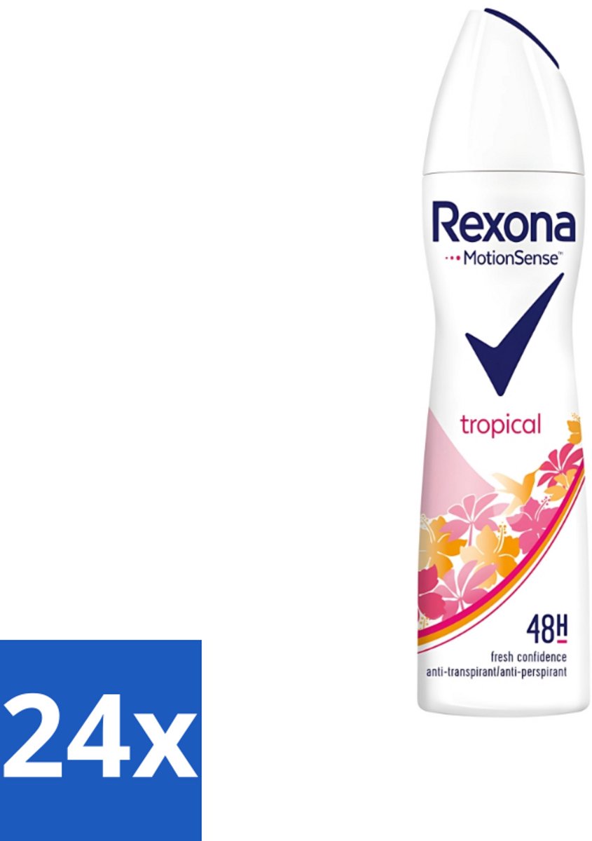 24 x Rexona - Deodorant Spray - Motion Sense - Tropical - Anti-Transpirant & Perspirant - 150ml - Rexona - Deodorant - Anti-transpirant - Tropical - 48 Uur Bescherming