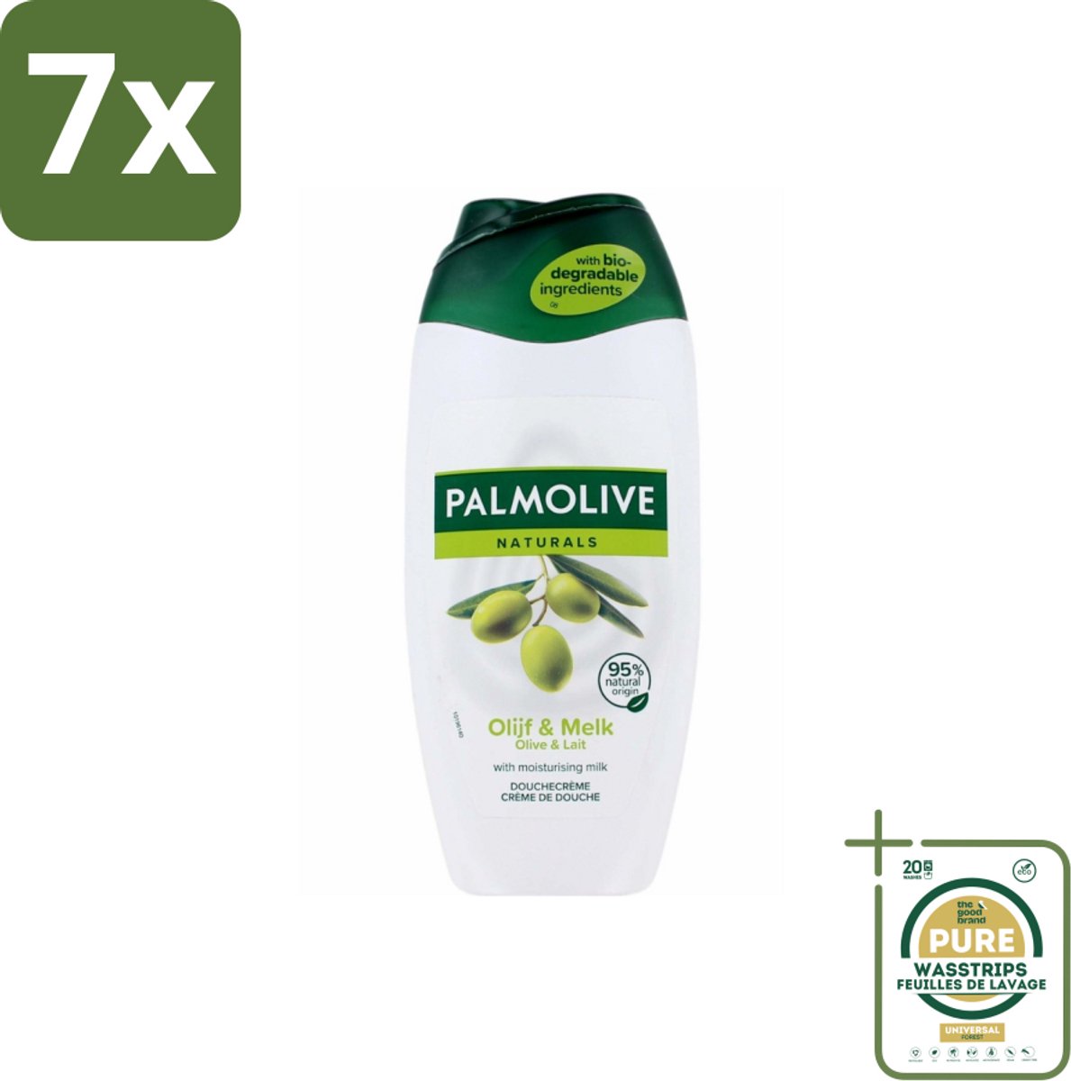 7 x Palmolive - Naturals - Douchecréme - Olijf & Melk - Natuurlijke ingrediënten - 250 ml - Grootverpakking - Douchecrème - Olijf En Melk - Natuurlijke Ingrediënten - Hydratatie - Huid Verzorging