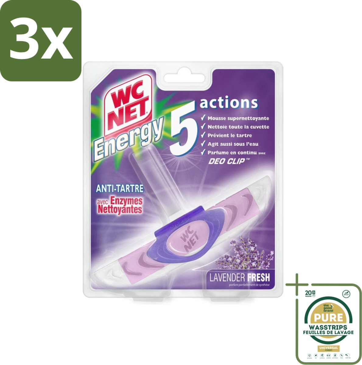 3 x WC Net - Toiletblok - Lavendel - 1 Blokje - Grootverpakking - Toilet Net - Toilet Reiniger - Toilet Reinigen - Toilet Hygiëne - Toilet Reinigingsblok