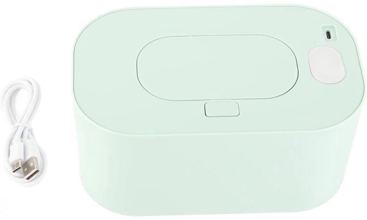Klarven® Billendoekjes Verwarmer Groen - Constante Temperatuurregeling - Warme Doekjes, Stille Werking, Comfort - B 21 x D 13 x H 12 cm