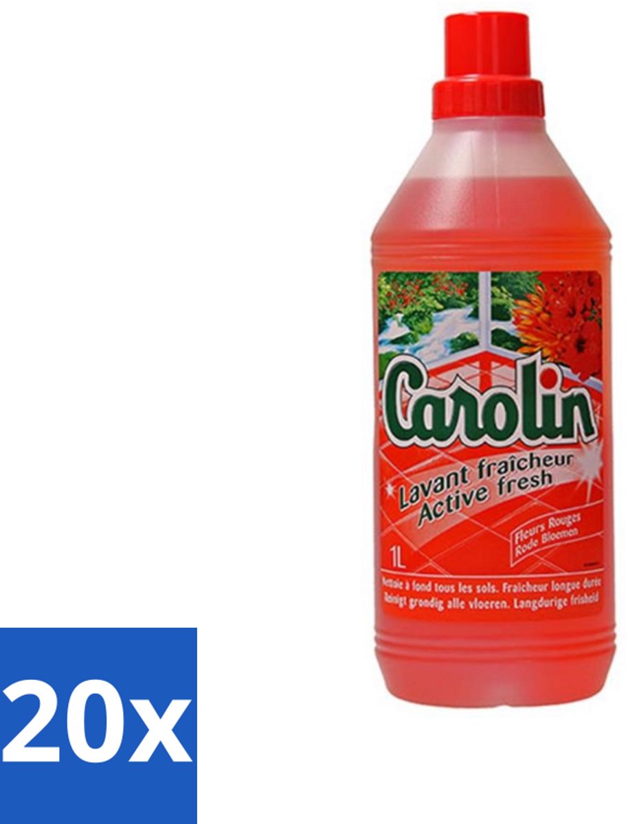 20 x Carolin - Vloerreiniger - Rode Bloemen - 1 L - Vloerreiniger - Vloer Reinigen - Rode Bloemen Geur - Schoonmaak - Vloer Reinigen