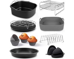 Airfryer Accessoires 19-delig – Geschikt voor XL en XXL Airfryers, Philips, Cosori 5.5L, Ninja, Cecotec, Tefal, Princess – BPA-vrij – Inclusief Siliconen Bakje en E-Receptenboek