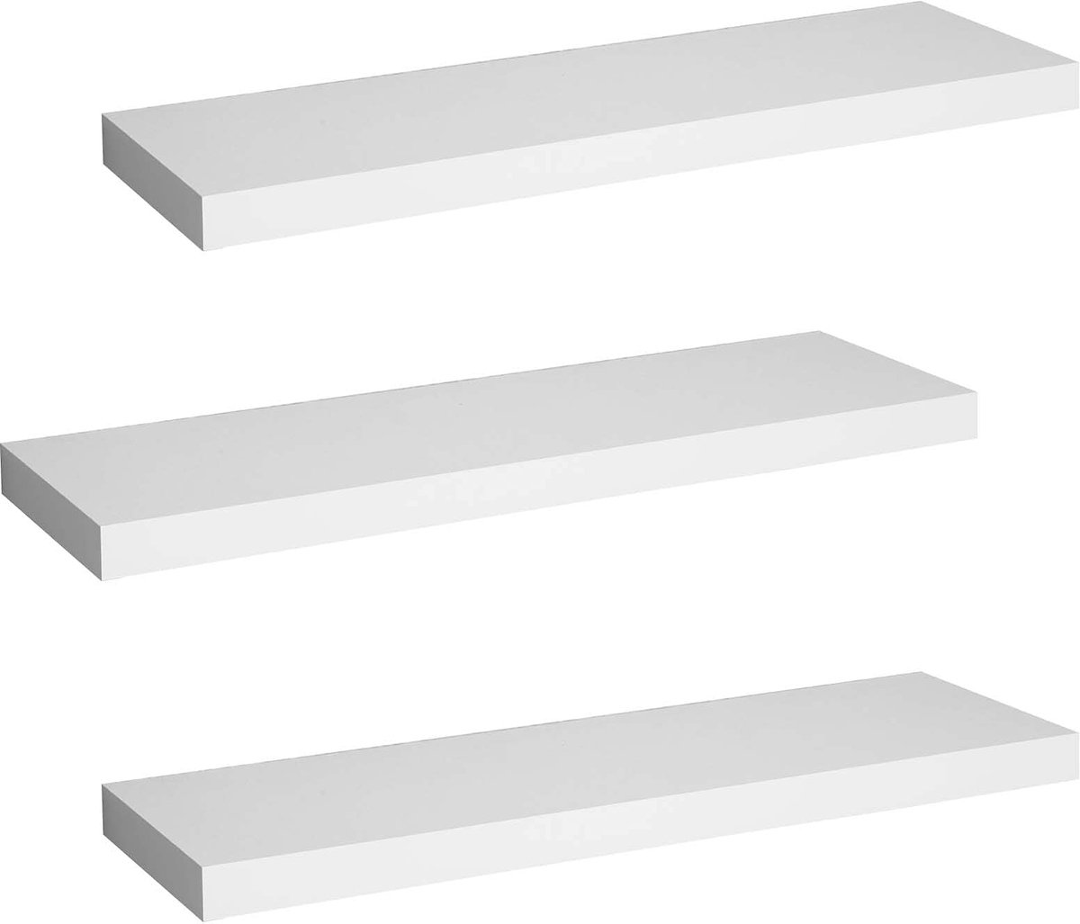 Famanu – Wandplank set van 3 stuks, zwevende boekenplank, wit, 25 x 23 x 3,8 cm, perfect voor decoratie