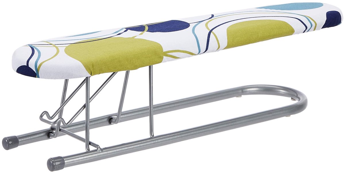 Famanu – Strijkplank van 50 cm x 12 cm in grijs met golvende mouwen, ideaal voor het strijken van kleding en textiel, compact en praktisch voor thuisgebruik