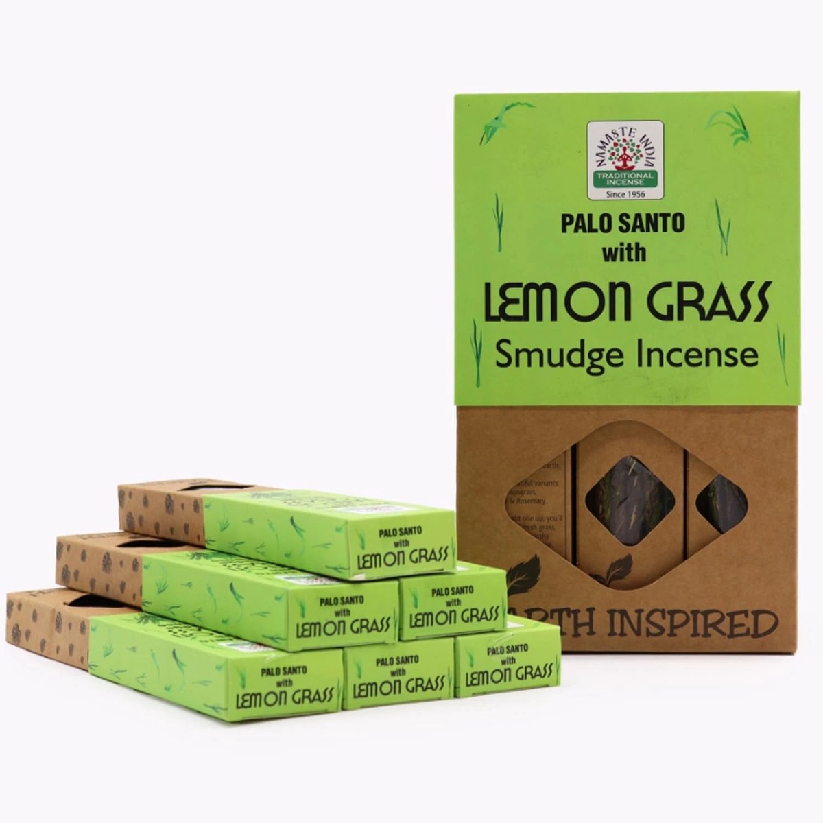 Namaste India Masala Wierookstokjes - Lemongrass (Citroengras) - Aromatherapie - 30g per verpakking - Voordeelverpakking van 12 stuks Met Kajal Sticker