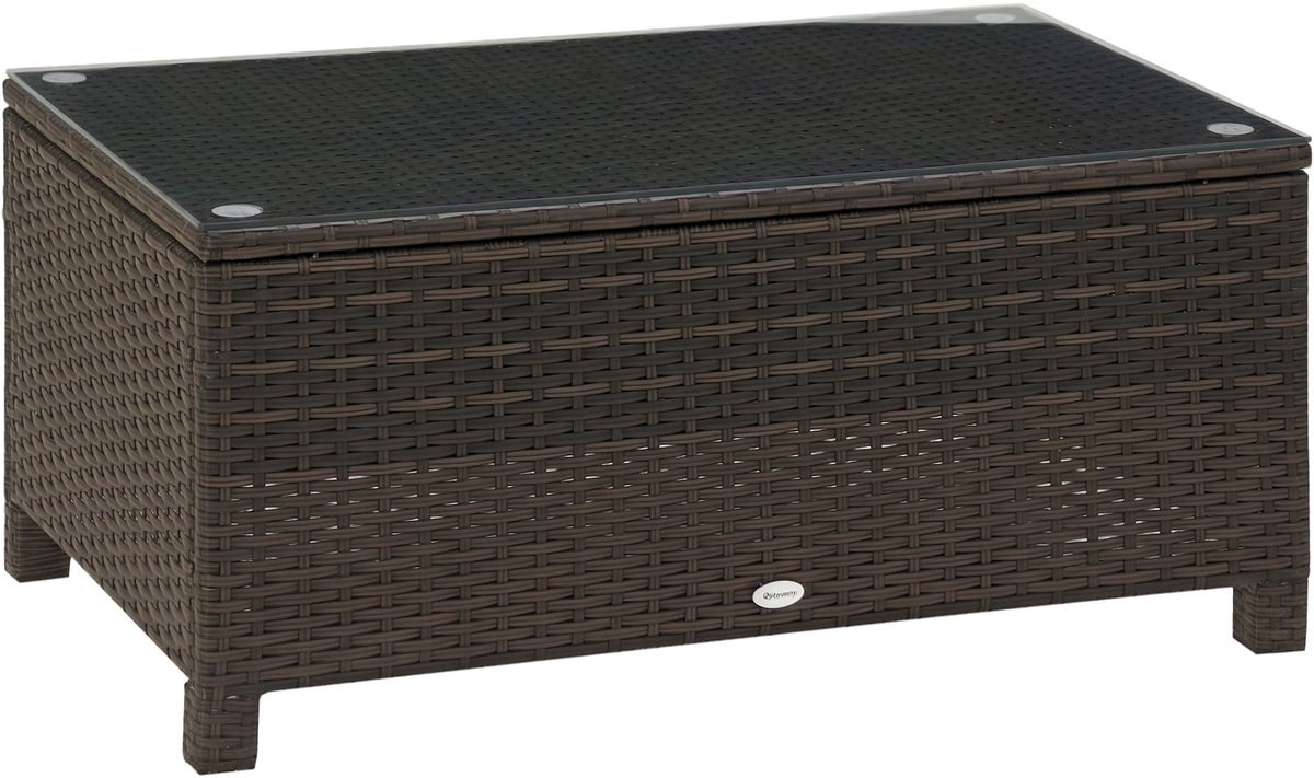 Outsunny Rattan Salontafel - Metaal - 85x50x39cm - Bruin