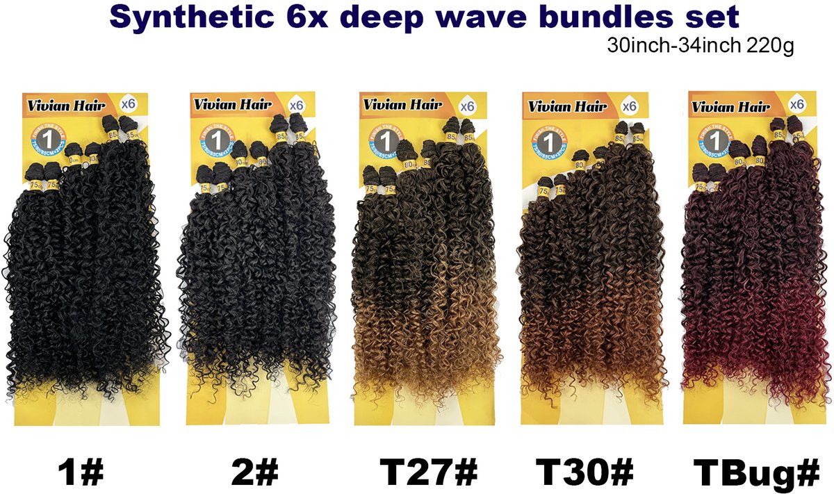Hair Extention Brihante 30inch-34inch 6x deep curly hair weaving bundles set premium high temperature fiber hair Tbug# hair extension