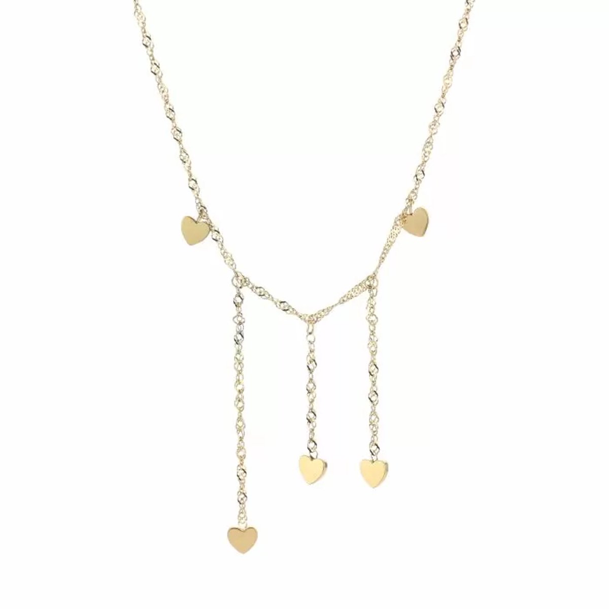 Elegante ketting met hartjes - stainless steel met goud laagje - cadeau idee - moeder - vrouw - vriendin - necklace - collier - love