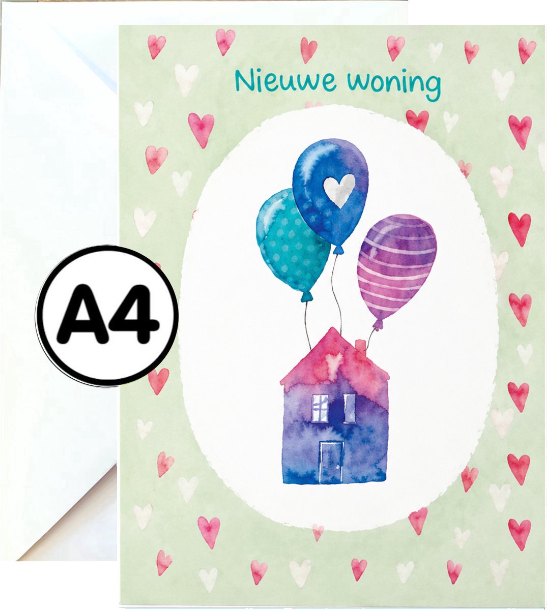 Grote Wenskaart - Nieuwe Woning - A4 XXL - Met Envelop