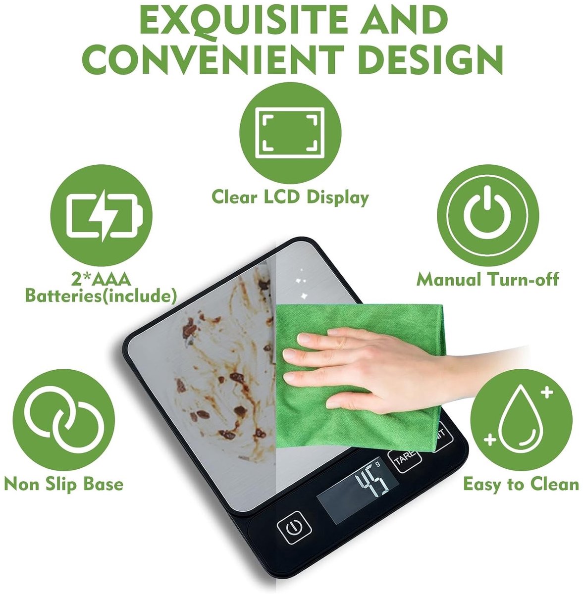 Microweegschaal - RVS - 10 kg - Digitale Keukenweegschaal met LCD-display en Tara-functie - Voor Thuiskoken