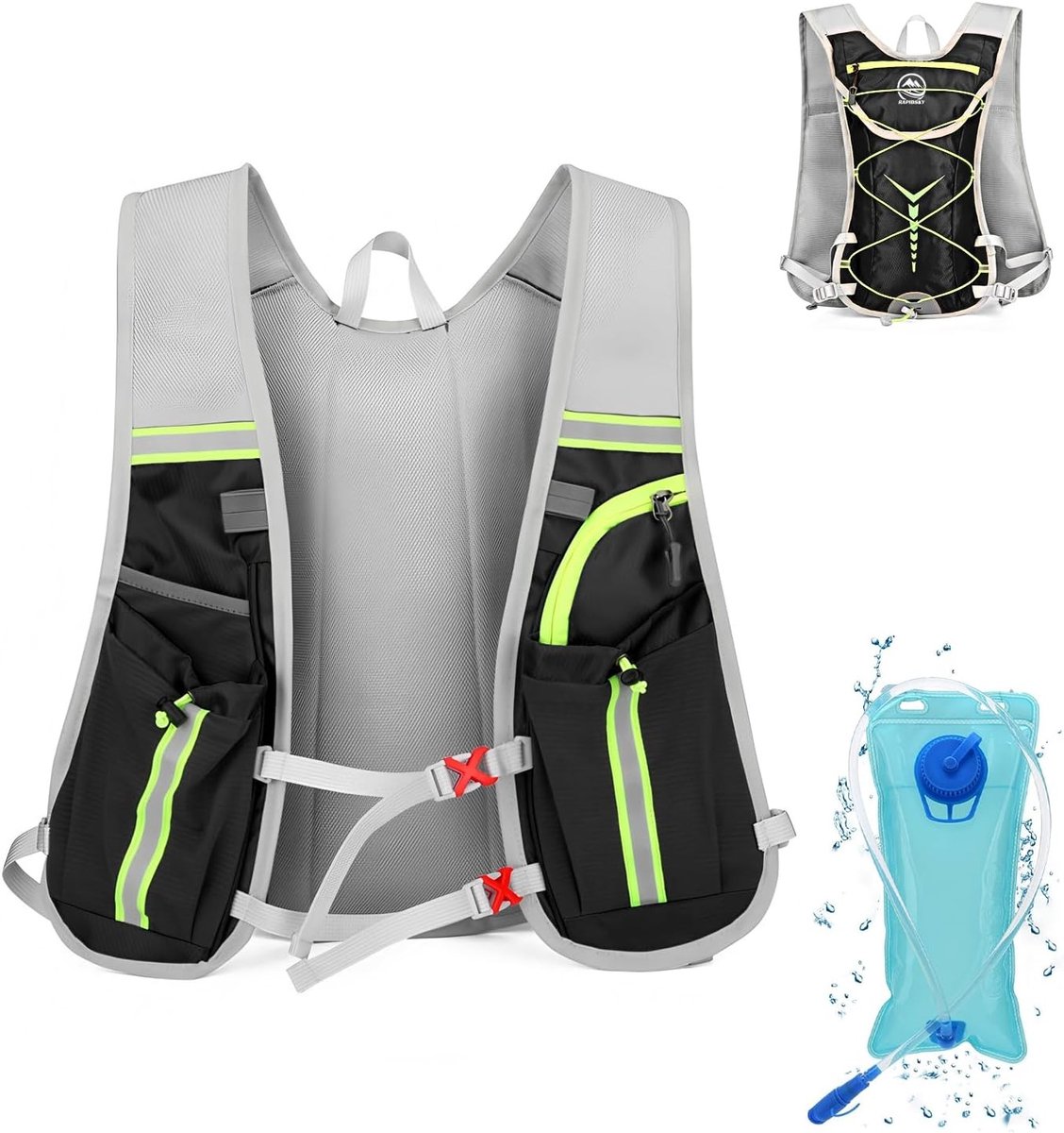 Loopvest - Zwart - 3 Liter - Lichtgewicht Waterrugzak van Nylon - Voor Hardlopen en Wandelen