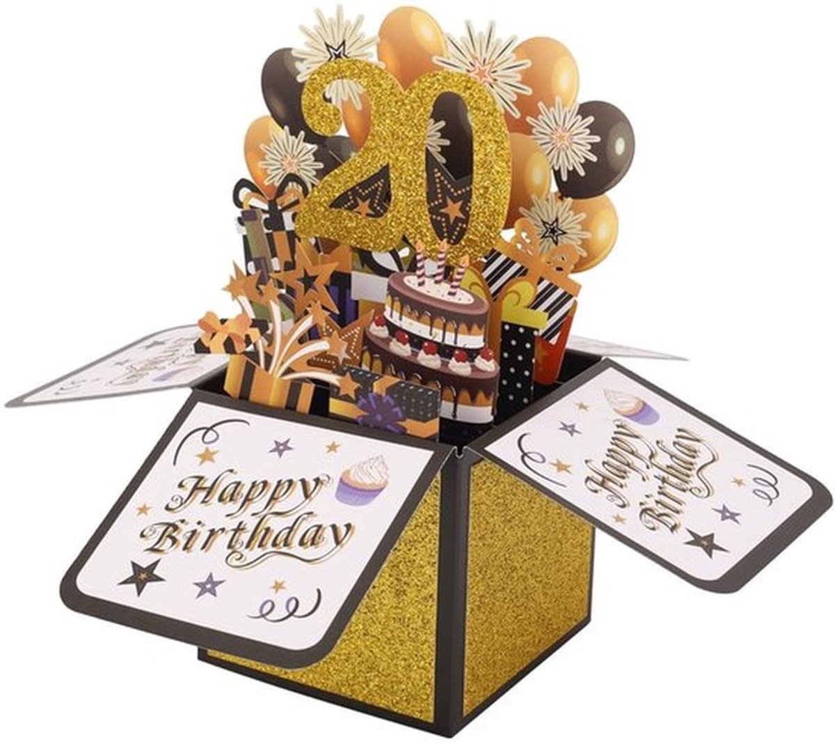 Pop-Upkaart Gelukkige Verjaardag - 3D-Kaart - Verjaardagskaart met Envelop - Cadeau-Idee - Kleurrijk - Inclusief Wenskaart
