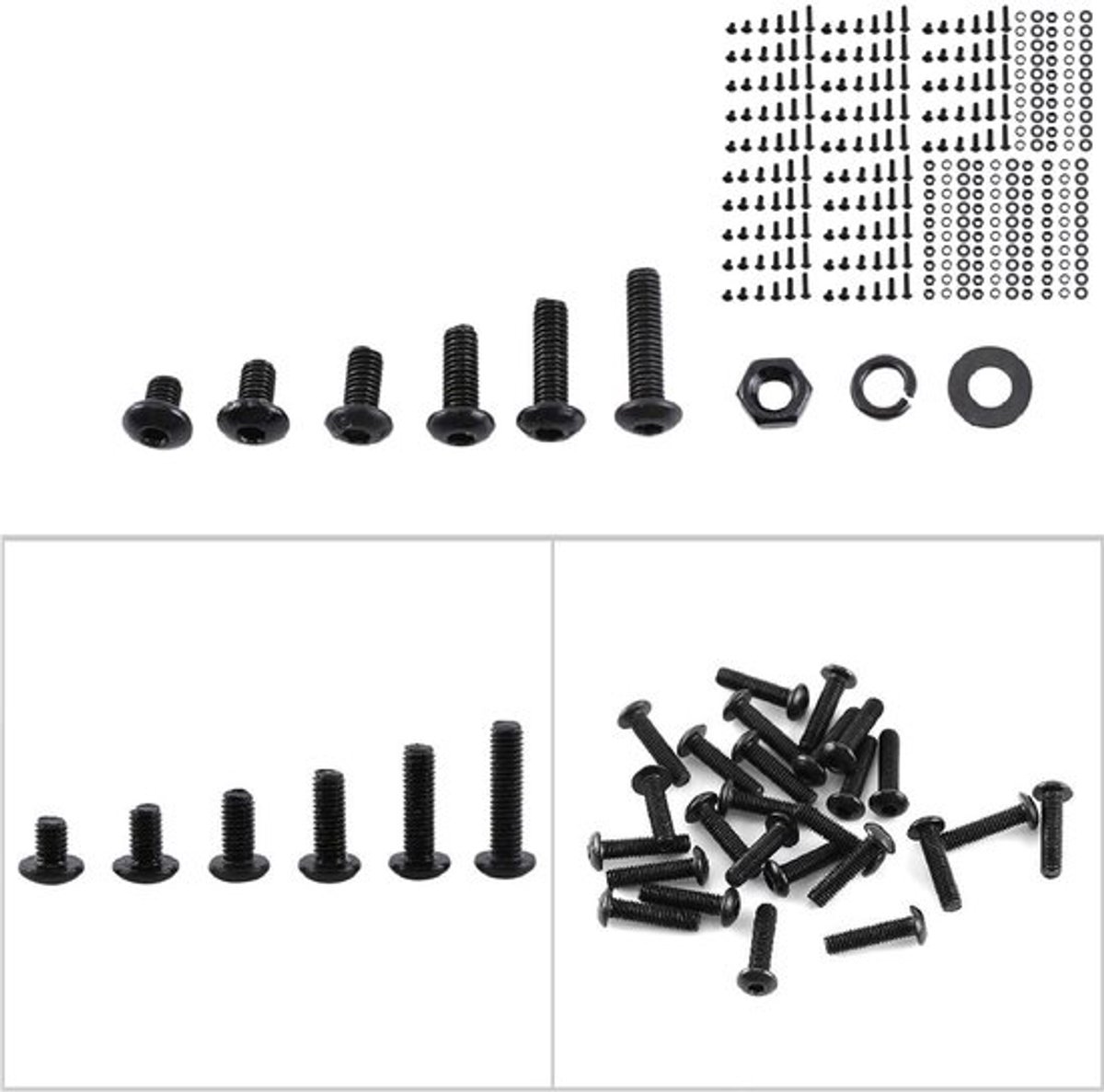 Bouten Assortiment 300 stuks - Zeskantmoeren - Gelegeerd Staal - Cilinderkop/Rond - Bevestigingsmiddelen - Ideaal voor Krappe Ruimtes