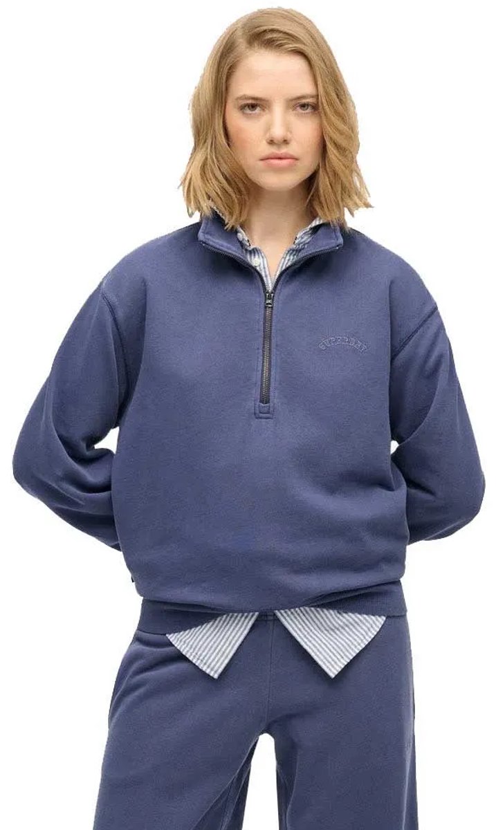 Superdry Essential Logo Gd Sweatshirt Met Halve Rits XS Vrouw Marineblauw