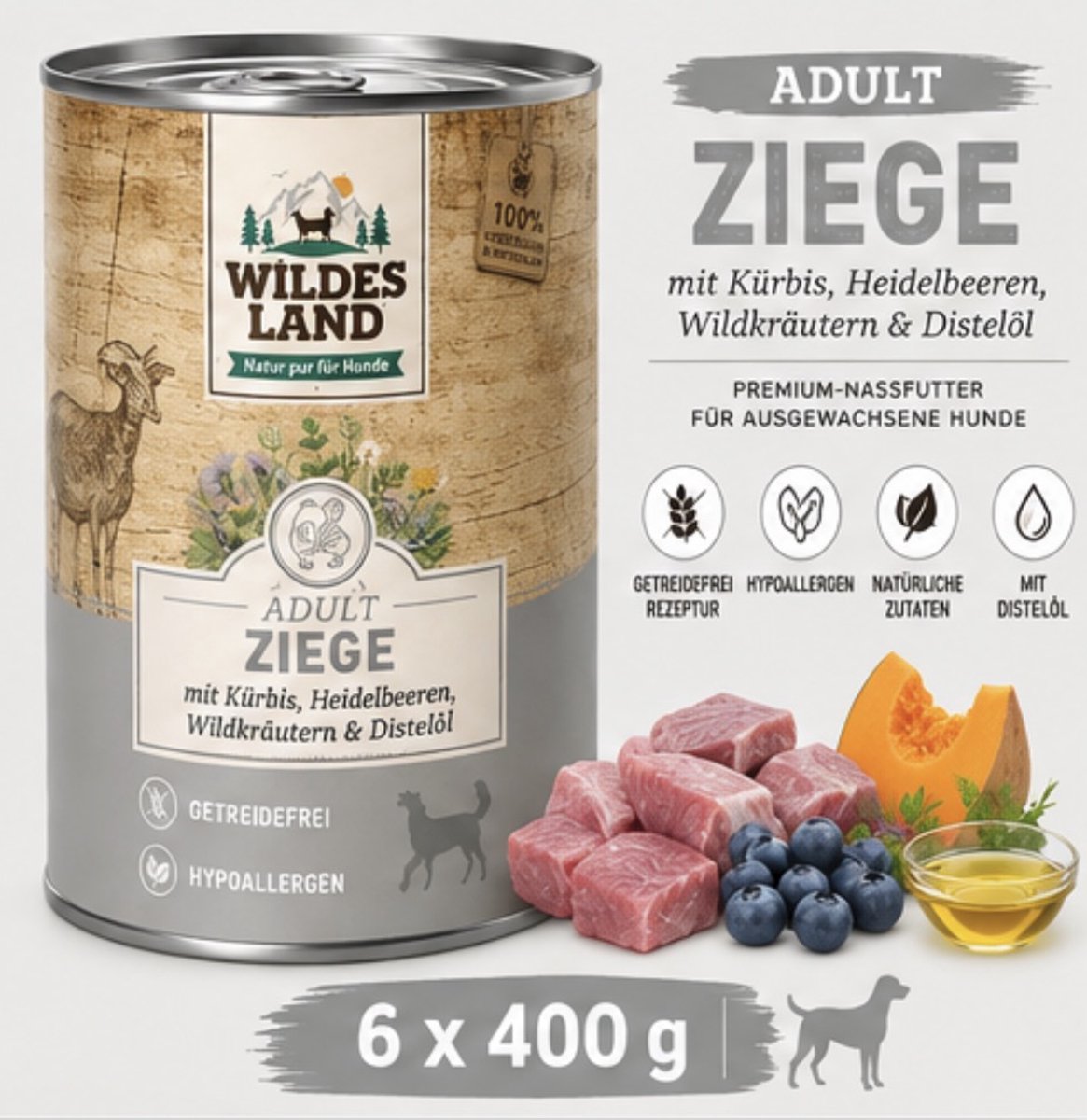 Wildes Land Wildes Land Dog Can Classic Lam met Rijst & Courgette - 6 x 400 g