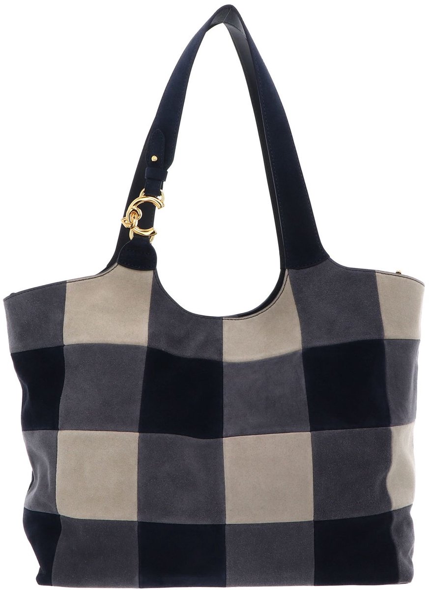 COCCINELLE Leren schoudertas C-Easy Handbag Vichy Suede Pat. / Smo. Le. Mul. Stove / Midn. blauw